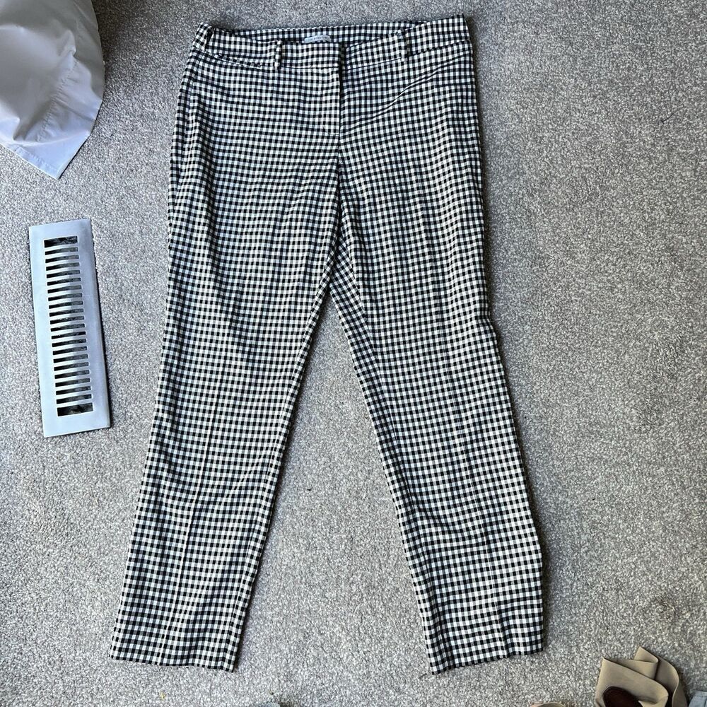 Anne Klein Womens The Director Pant‎ Straight Leg Trousers Gingham Sz 12 Medium